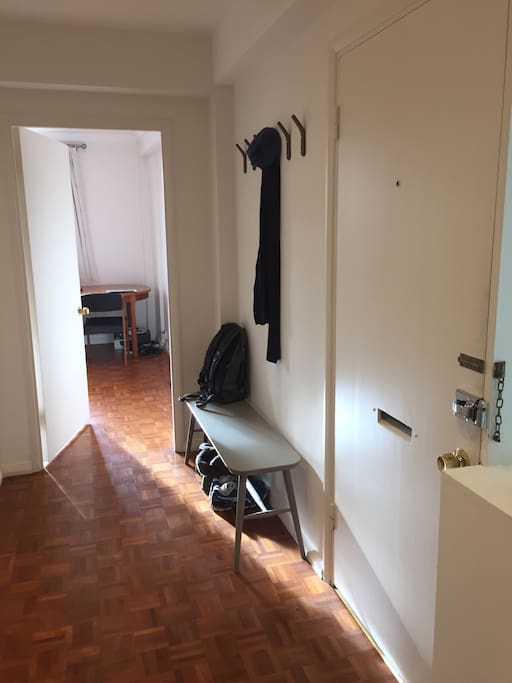 Entry area for shoes and coat hangers