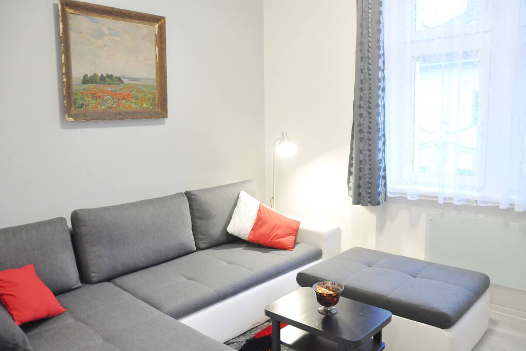 Living room with comfy huge sofa