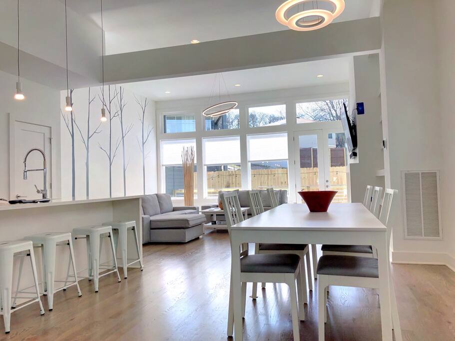 Clean modern comfort. Main floor of the Urban Oasis.