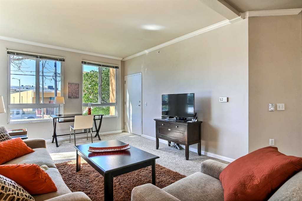 Living room with desk