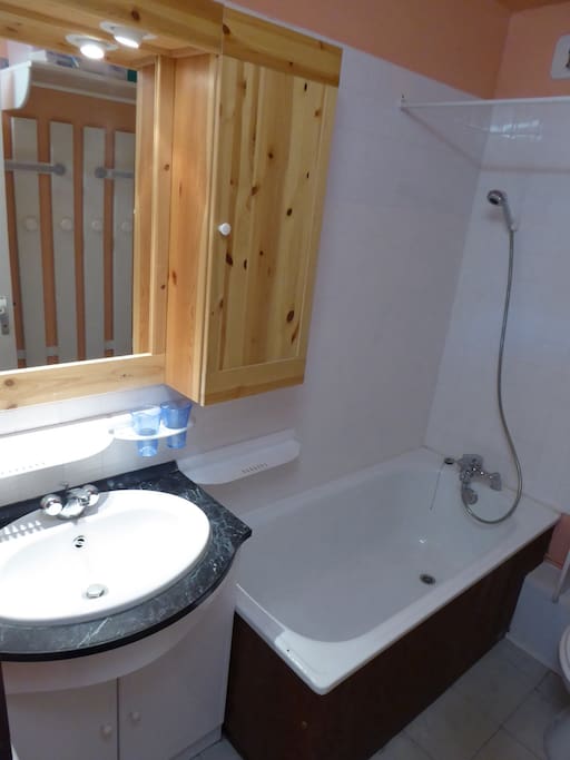Salle de bain avec baignoire.