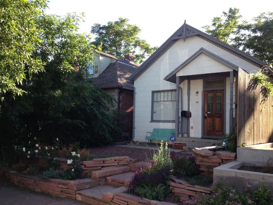 Front view of house. Great for people watching and night air!