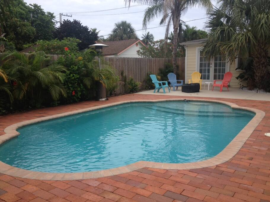 Pool Area looking at Master Bedroom with French Doors.