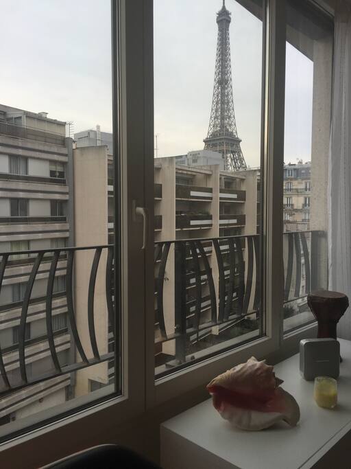 Watch the eiffel tower shine from the sofa or from the room.