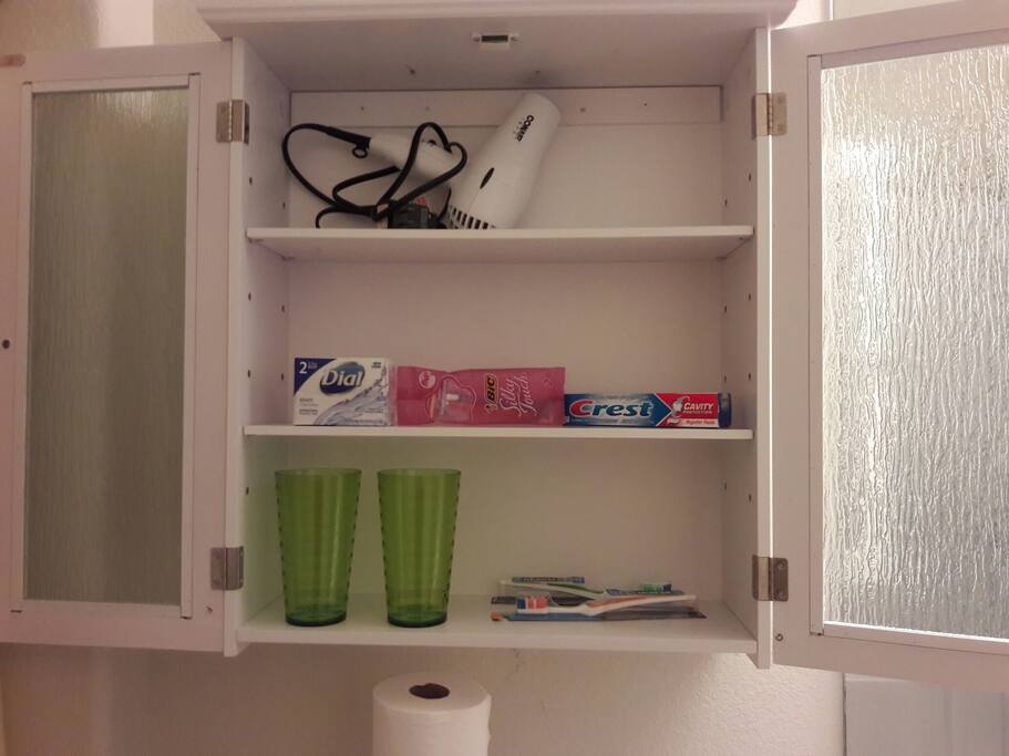 wall cabinet in the guest bathroom