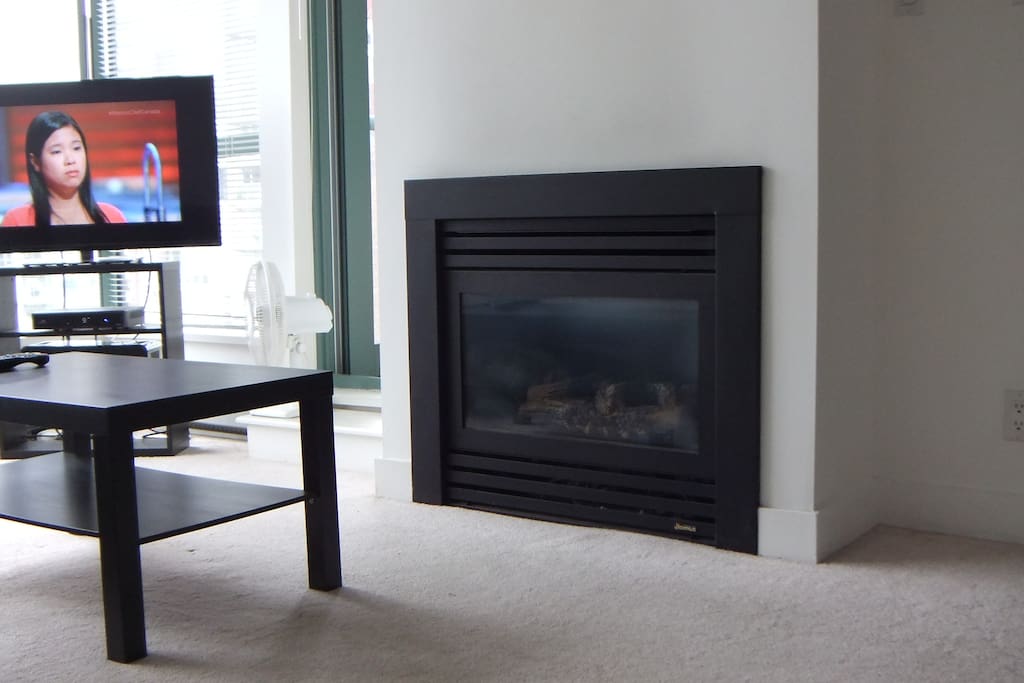 The Fireplace (note, the carpet has been replaced with laminate flooring)