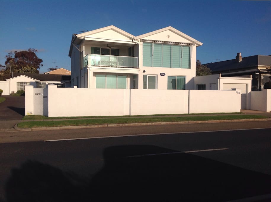 The Townhouse taken from across the road, right next to the ramp access to the beach.