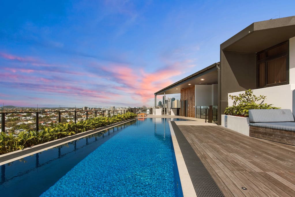 Rooftop pool resort style.