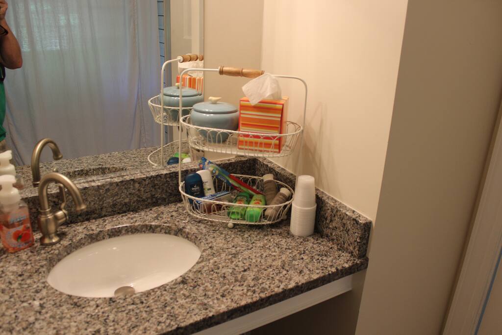 Full bath stocked with all the essentials, and more.