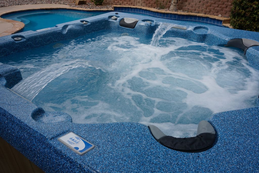 Above ground hot tub heated all year round at no extra charge.
