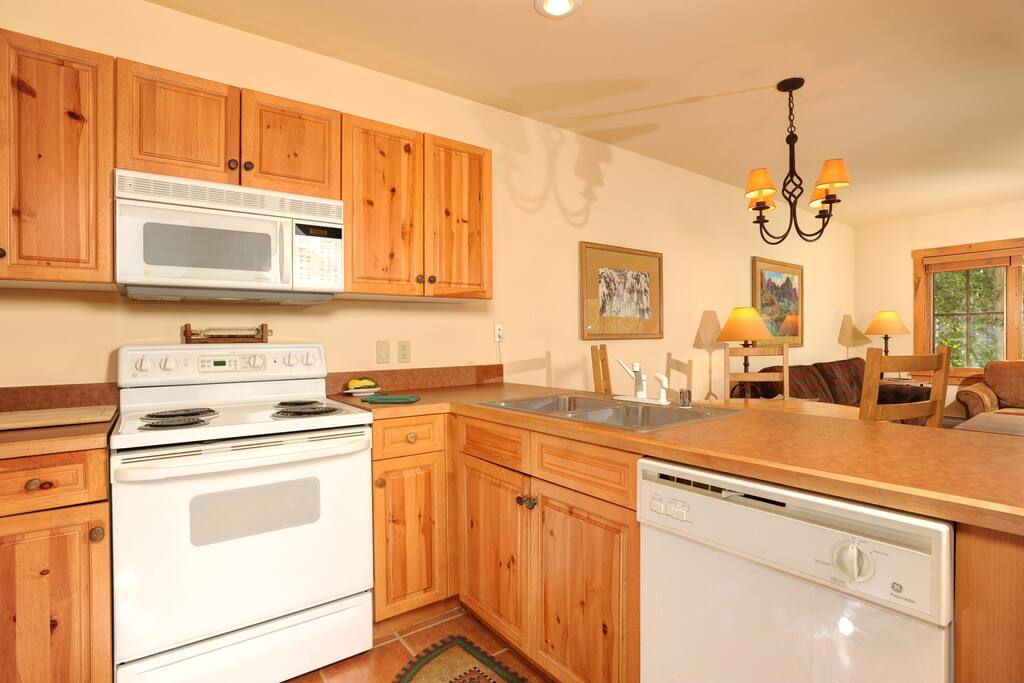 The fully-equipped kitchen features plenty of counter space