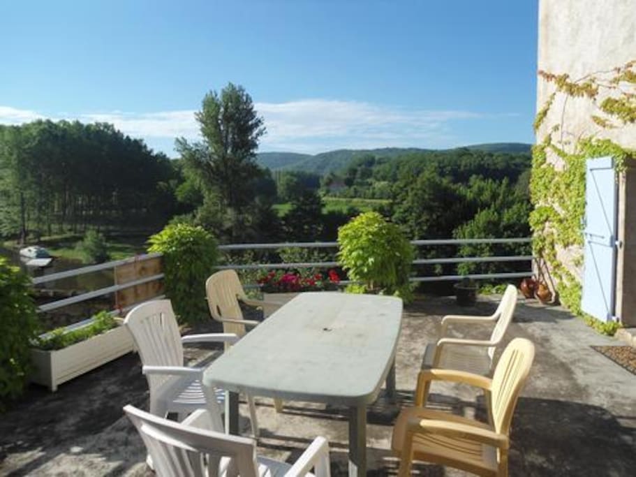 the terrace ovelooking the river