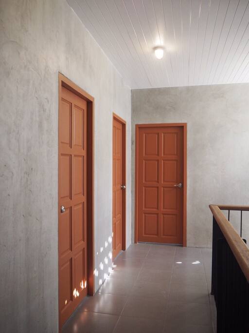 There are 4-8 beds in each room with shower room inside