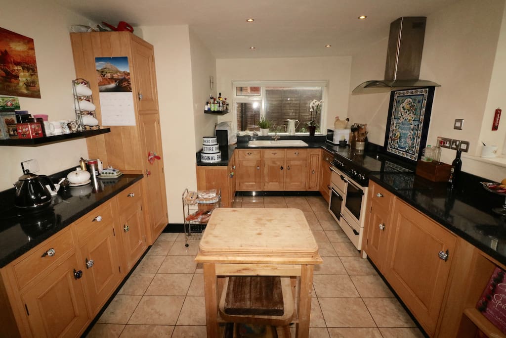 Spacious and well equipped kitchen.