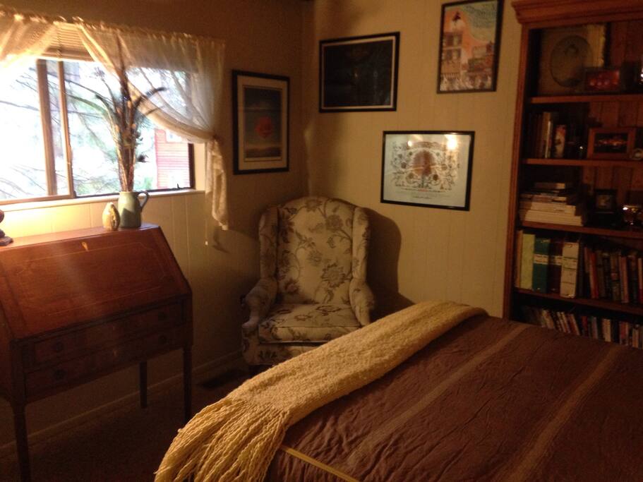 It is a bright and sunny room.