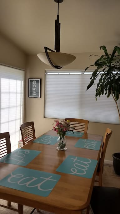 Enjoy meals in the well lit dining room with a great view of the Pacific in the background.
