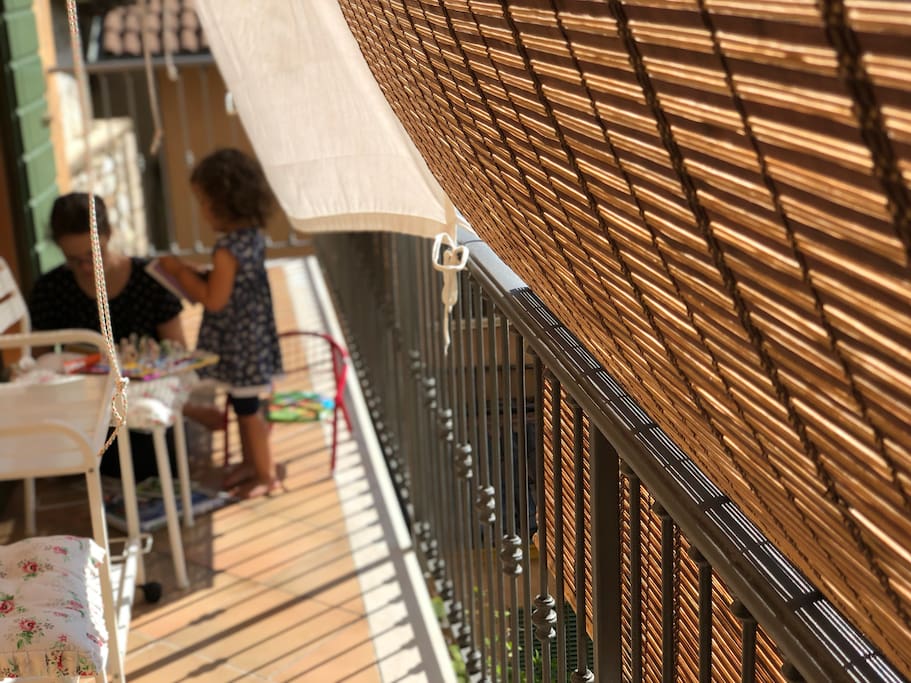 playing on the balcony