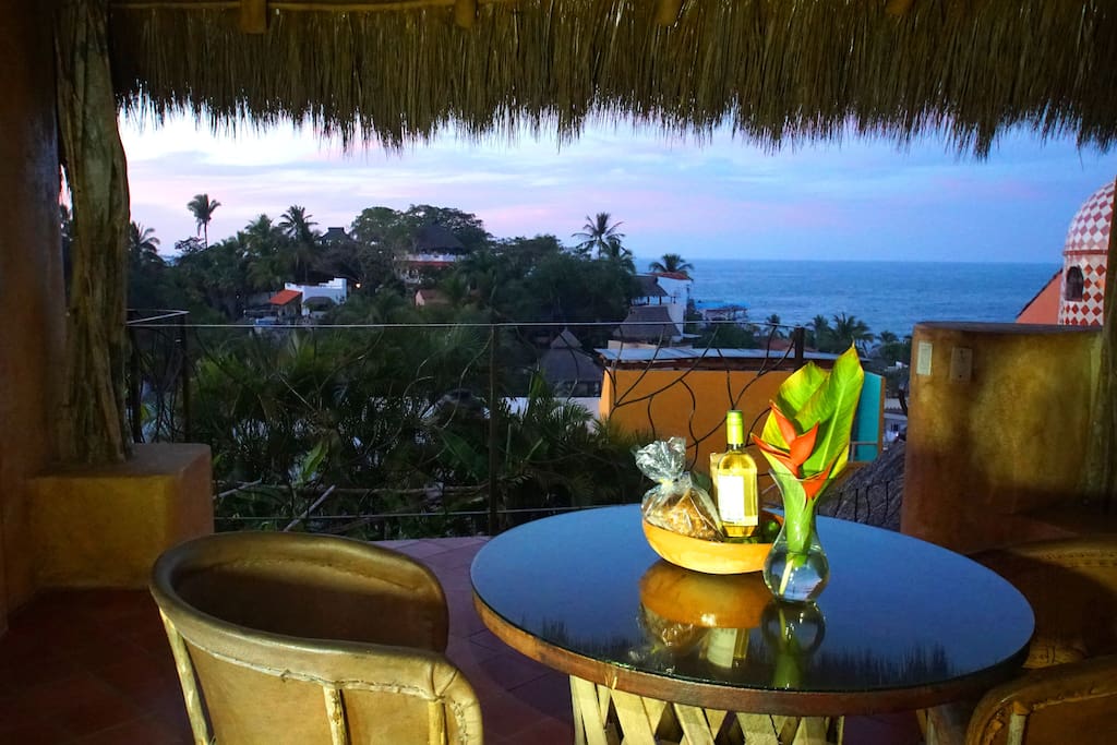 Experience beautiful ocean view sunsets from your private dinning area.