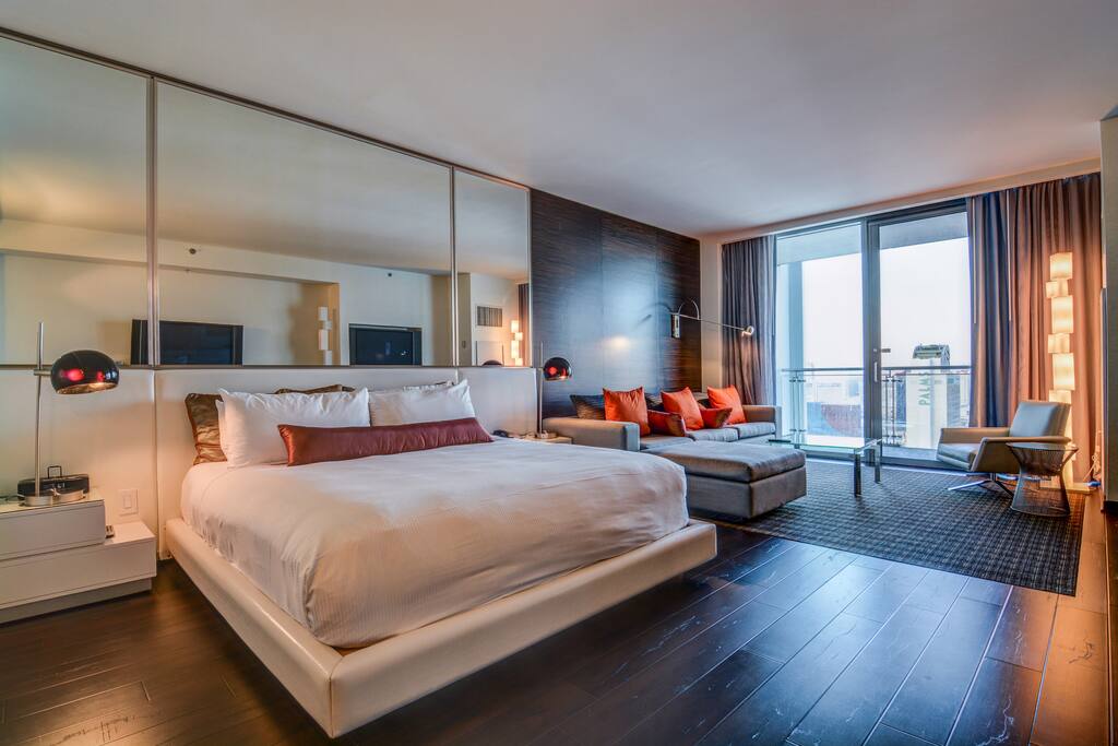Plush king bed and sleeper sofa give up to 4 guests a comfortable place to rest