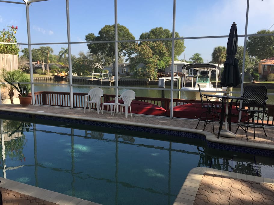 Pool in the back yard overlooking the canal