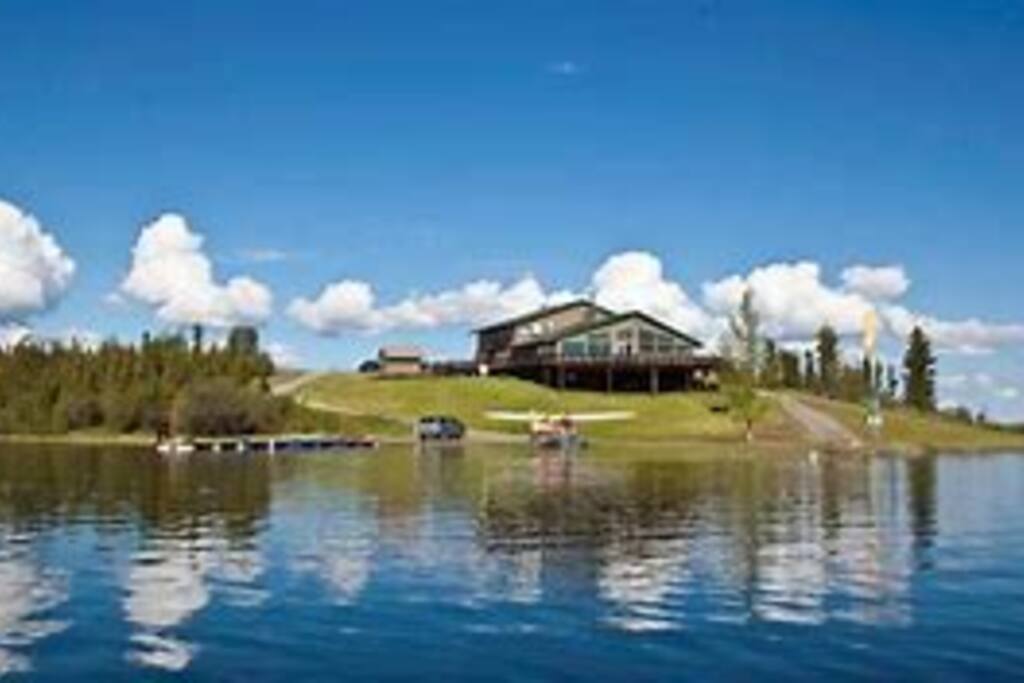 View of the lodge from the lake.
