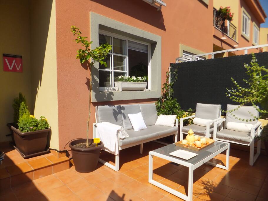 Front patio with ecological herbs
