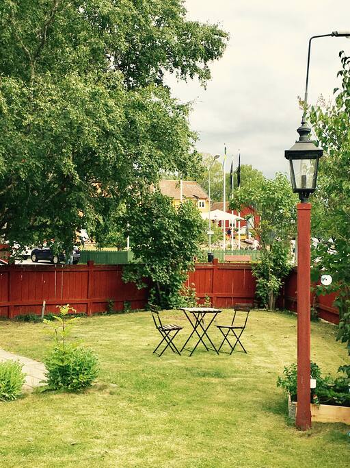 Our garden, facing Gripsholms Inn, Gripsholms Castle and the sea
