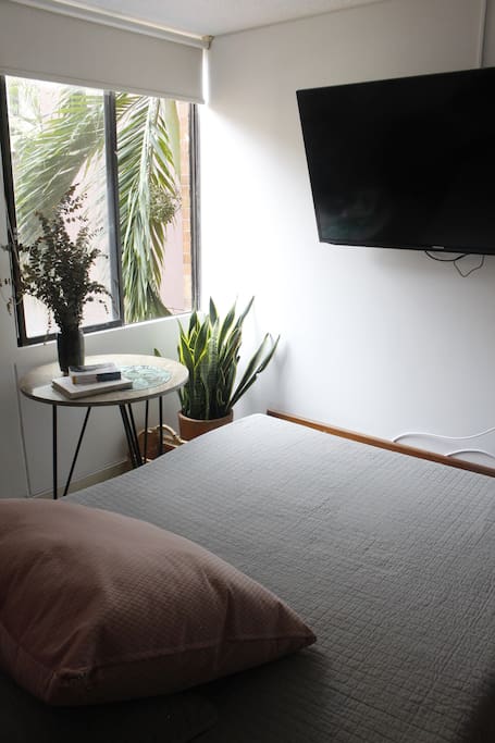 Private room with Sofa Bed, individual work desk and 50-inch TV. An entirely residential neighborhood, very close to La Flora Park and well connected to the city's activity centers.