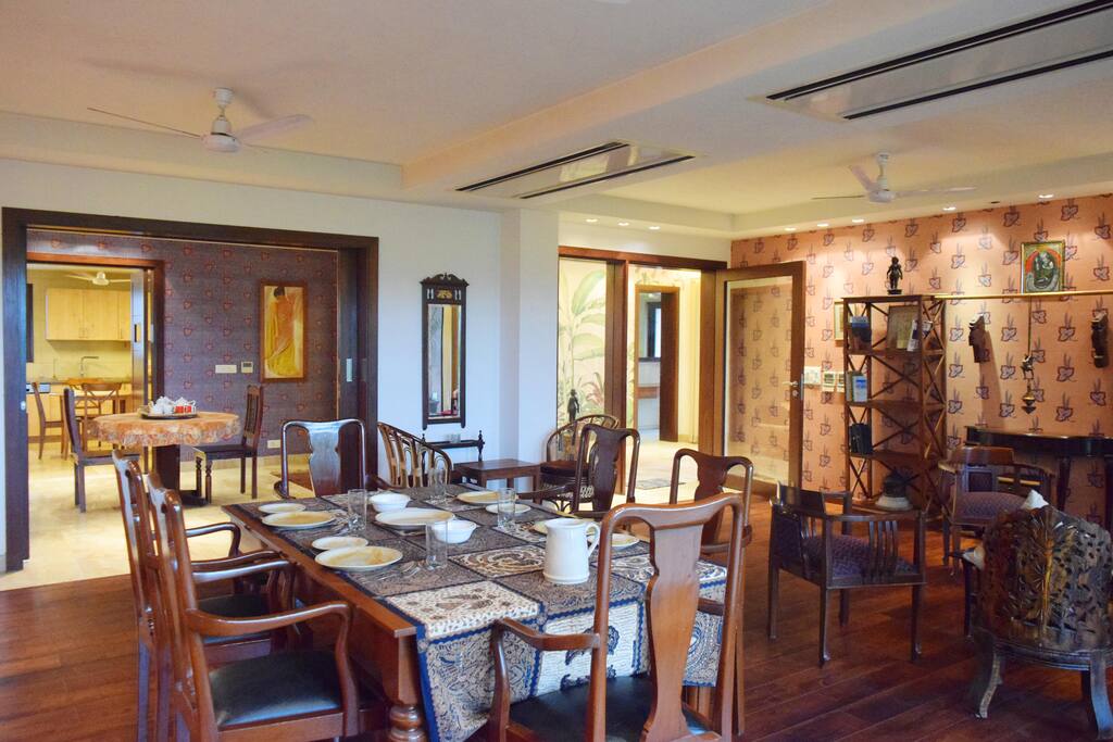 A view of the dining area from the balcony