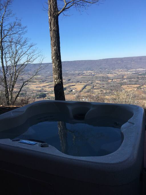 Hot tube off the back deck over looking the beautiful valley