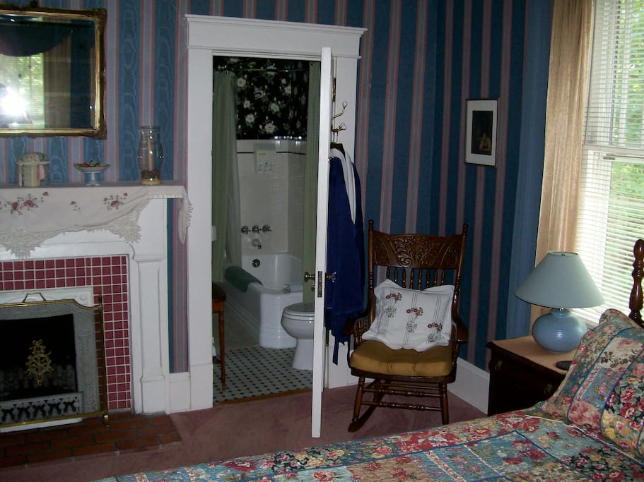 Private, en-suite bath, with tub and shower.