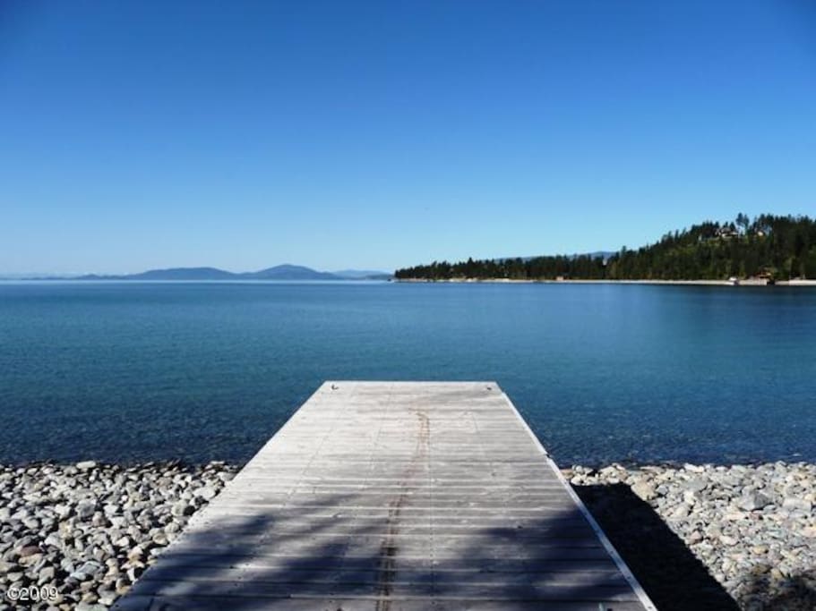 Dock at beach! (pic taken in winter when water is low-- water will be high during summer months.)