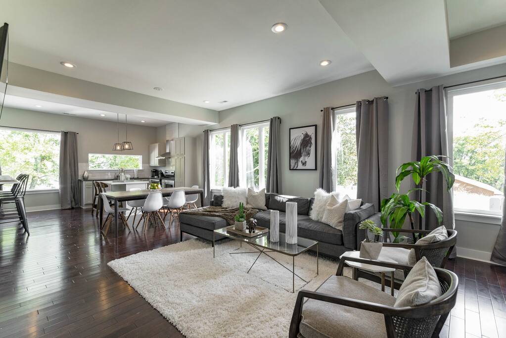 Open floor plan ideal for large groups or families.