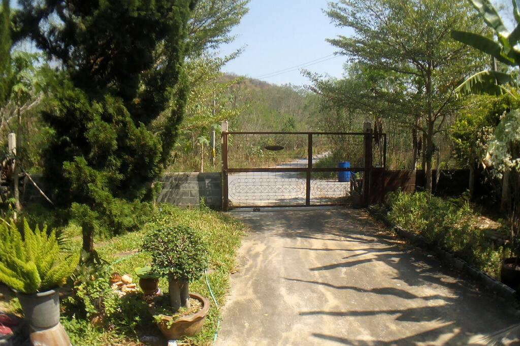 Near the small mountain.