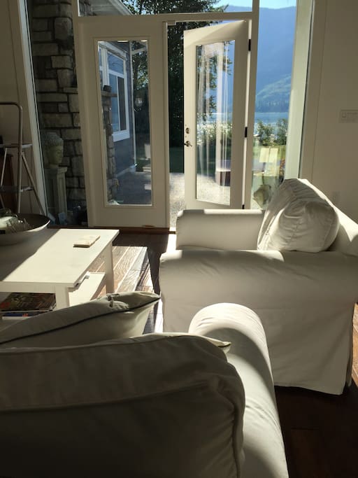 two sets of french doors to the outside area and deck.