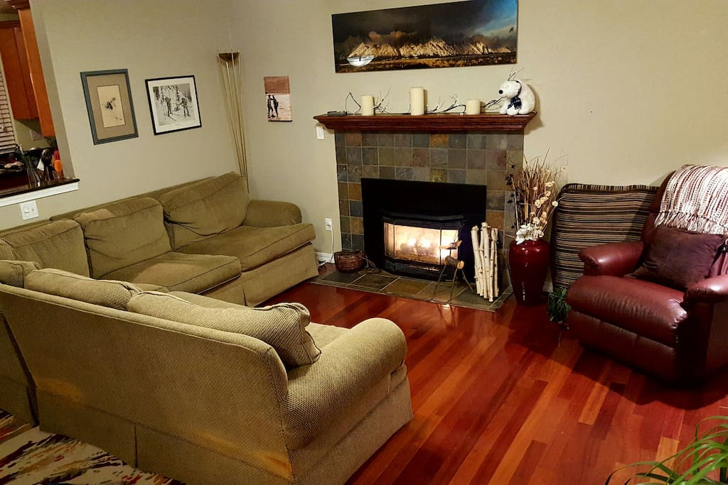 Comfortable L-couch for resting or sleeping. Lazy boy reading chair.