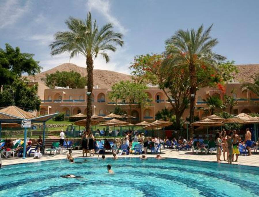 the mountains over the swimming pool