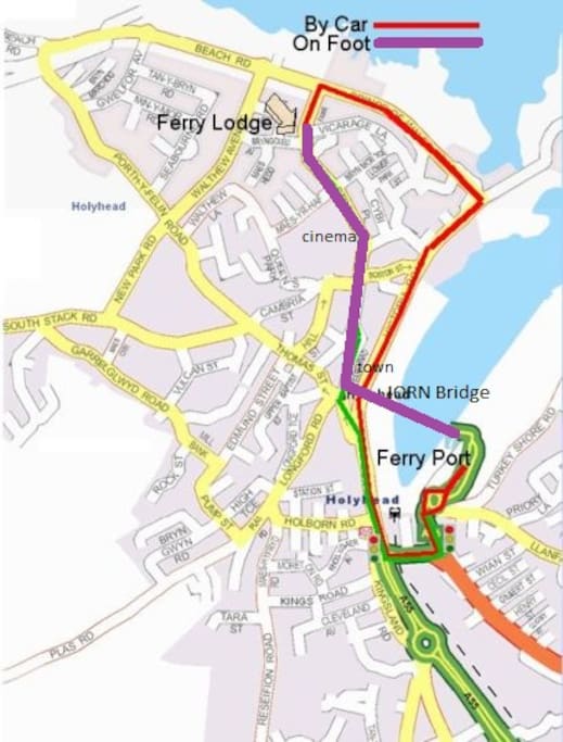 map from the port to ferry lodge