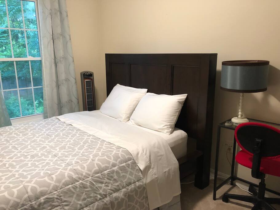 Sturdy real wood bed frame and comfortable mattress