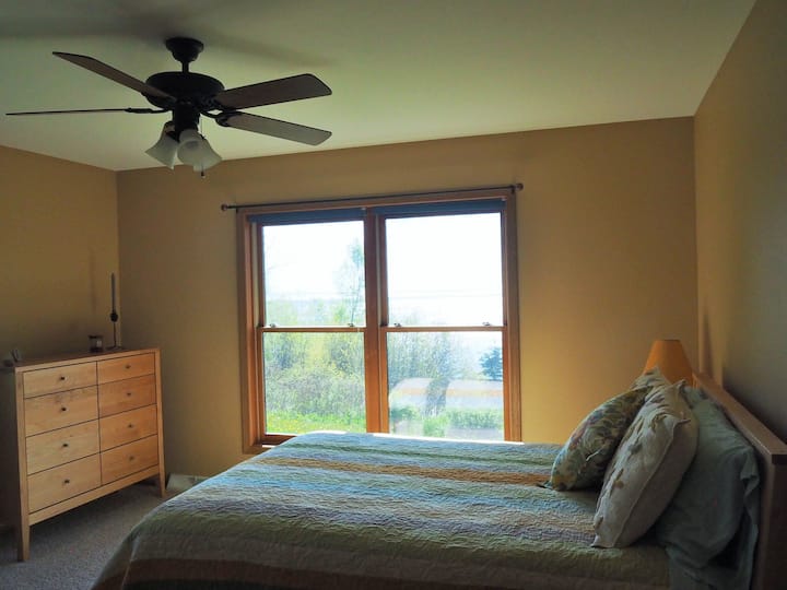 Master bedroom with views of the lake