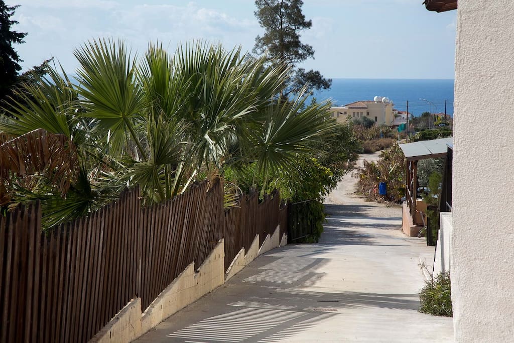 Villa Entrance Pathway with Sea Views