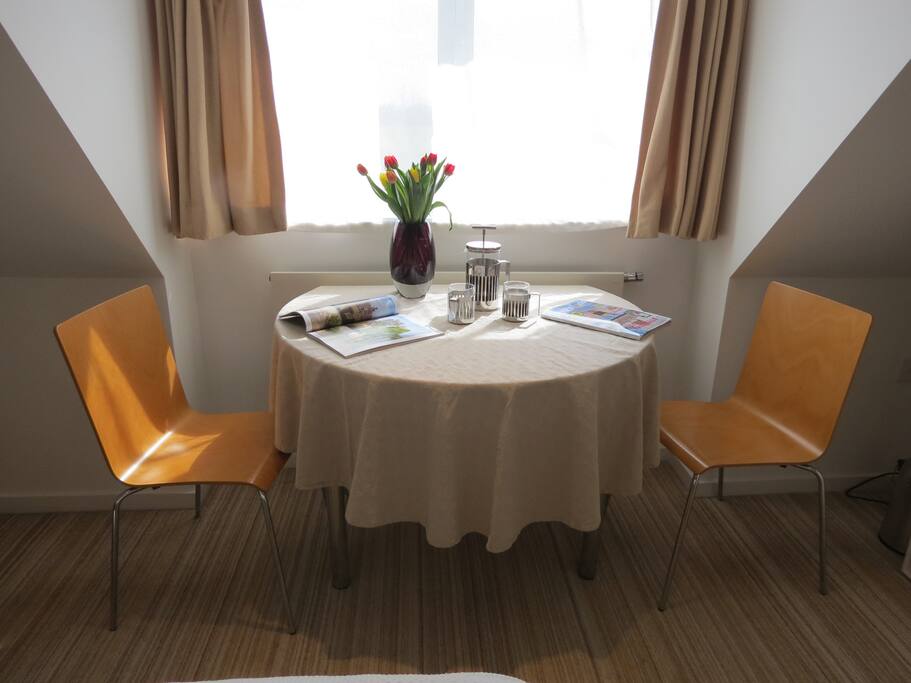 A table and chairs for all your meals and......