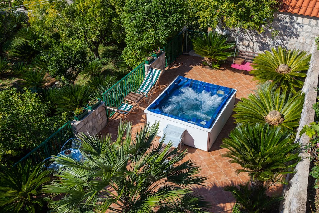You can enjoy large external Jacuzzi, which is paced in the garden along with cozy deck chairs and parasols.