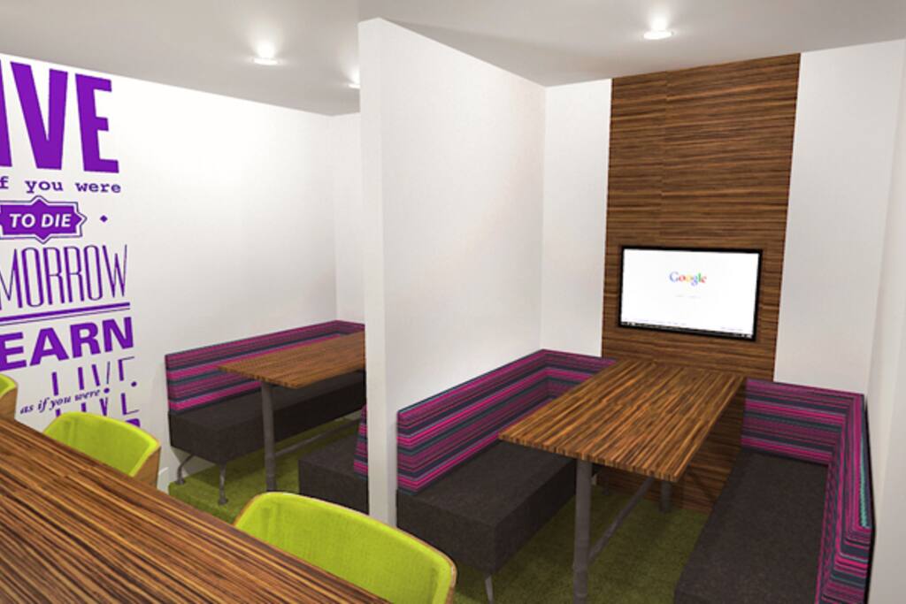 This is the study room in the building, you can use it 24 hours, 7 days a week.