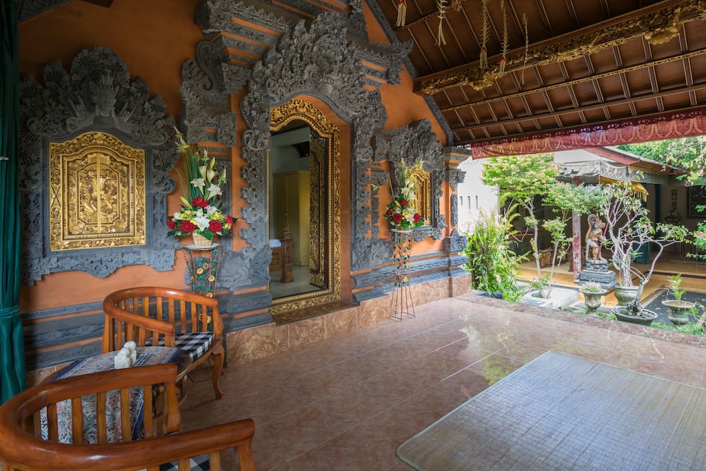 Terrace with full Balinese Decoration wall