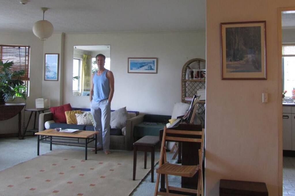 Large living-dining room, galley kitchen