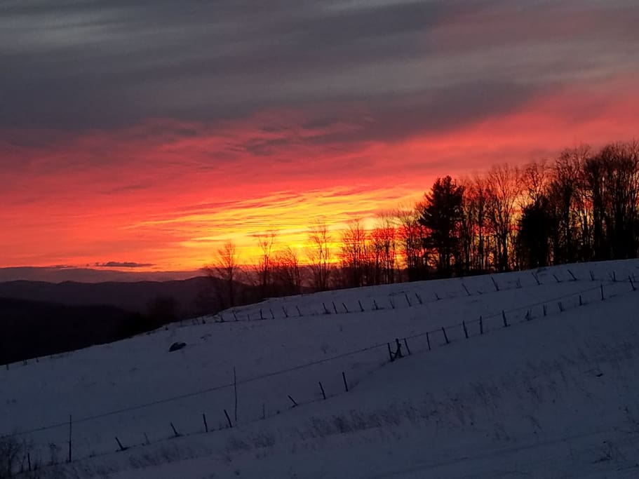 Winter Sunset, view from house