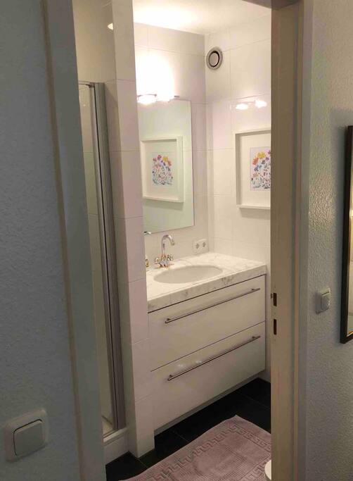 Bad Dusche Waschbecken und WC
