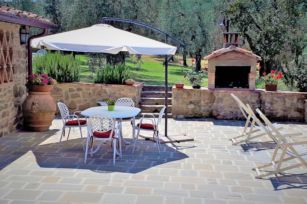 terrace / balcony. Equipped with outdoor furniture. garden view, Tuscan hills or courtyard