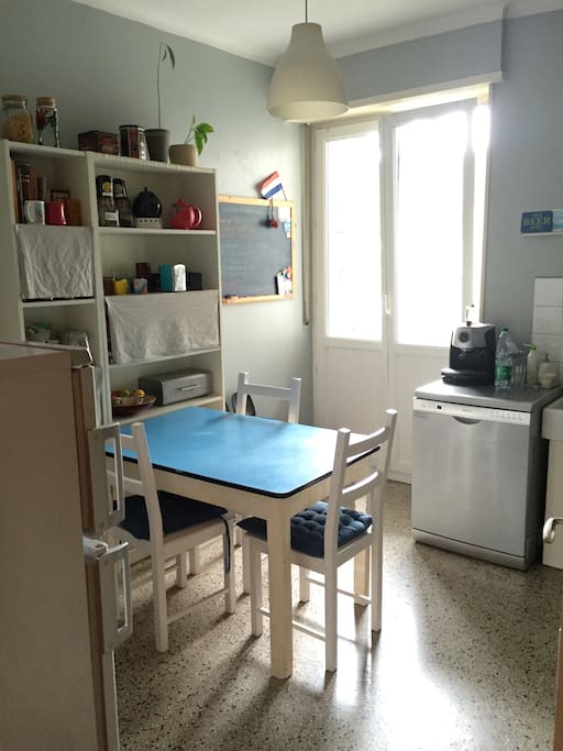 Kitchen with all necessary equipment (dish washer, microwave, coffee machine, kettle, deep freeze)